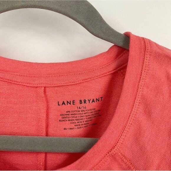 Lane Bryant French Terry Crewneck Sweatshirt Tee Coral Pink  Size 14/16 NWT - Picture 5 of 7
